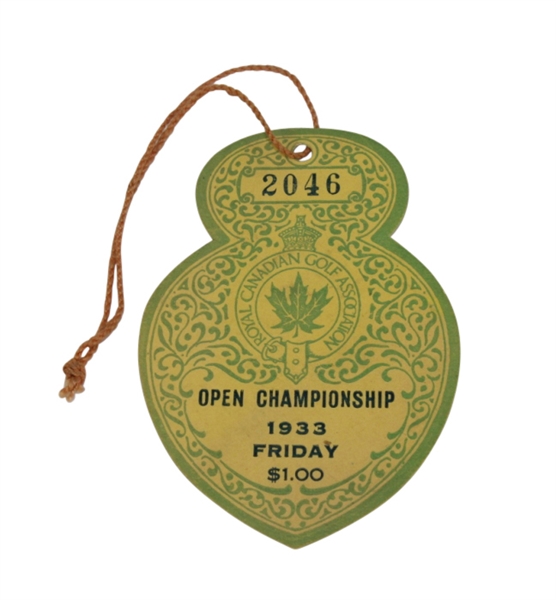 1933 Royal Canadian Open Championship Friday Ticket - Joe Kirkwood Winner