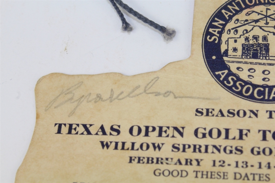 1942 Texas Open Ticket Signed by Johnny Weissmuller (Tarzan), Bing Crosby and Byron Nelson- JSA COA