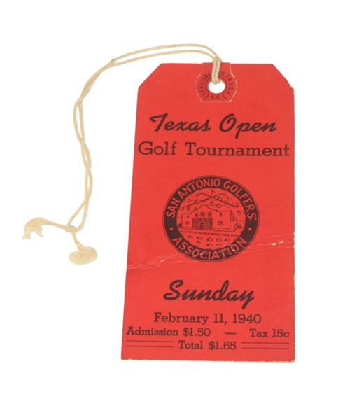 1940 Texas Open Golf Tournament Sunday Ticket - Byron Nelson Winner