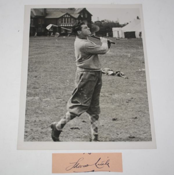 1935 Photo of Lawson Little & Fountain Pen Cut Signature JSA COA