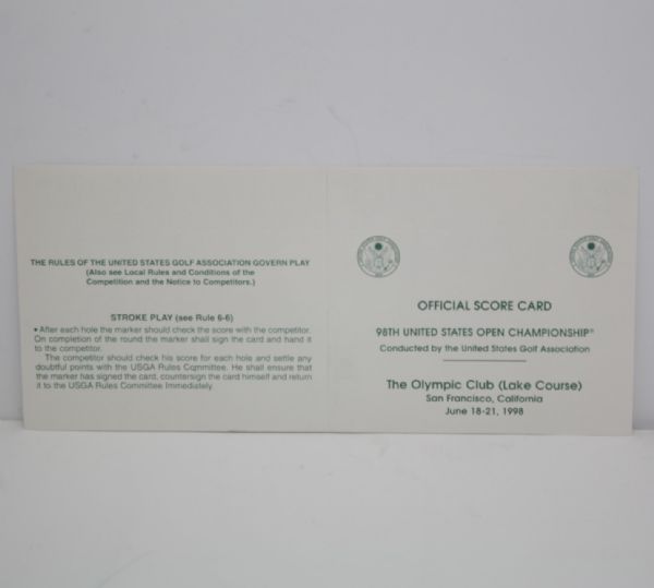 1998 US Open The Olympic Club Offical Players Scorecard - Unused