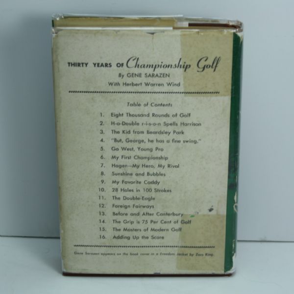 Gene Sarazen Signed Book 'Thirty Years of Championship Golf by Gene Sarazen JSA COA