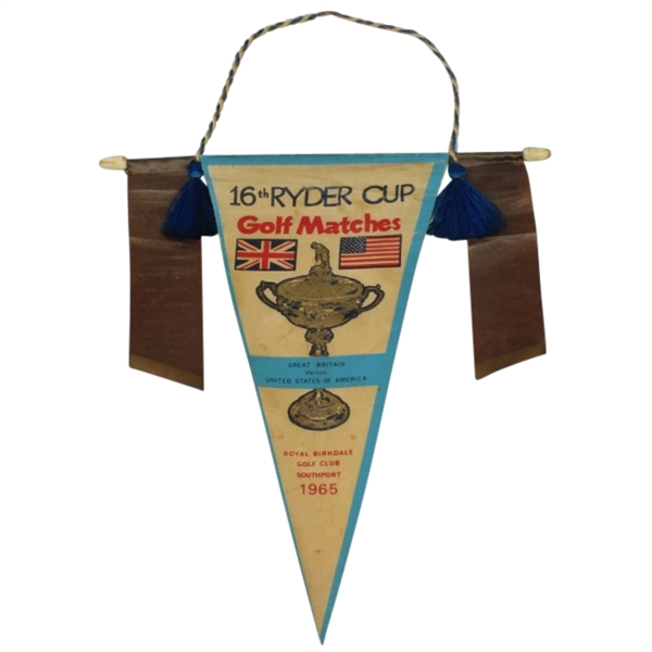 1965 Ryder Cup Pennant with Players on Ribbons -Byron Nelson Captain-Seldom Seen!