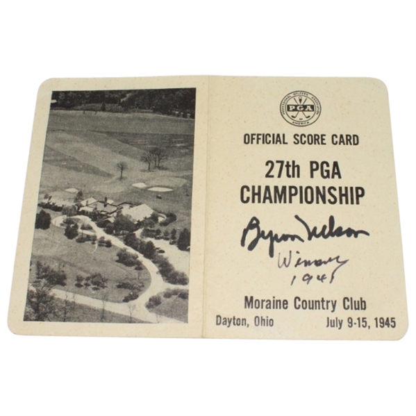 1945 PGA Championship Official Scorecard Signed by Byron Nelson-8th of 11 Straight Wins