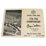 1945 PGA Championship Official Scorecard Signed by Byron Nelson-8th of 11 Straight Wins