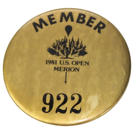 1981 US Open at Merion Member Pin #922