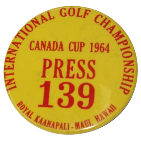1964 Canada Cup Golf Championship Press Pin #139 - Nicklaus and Palmer Win
