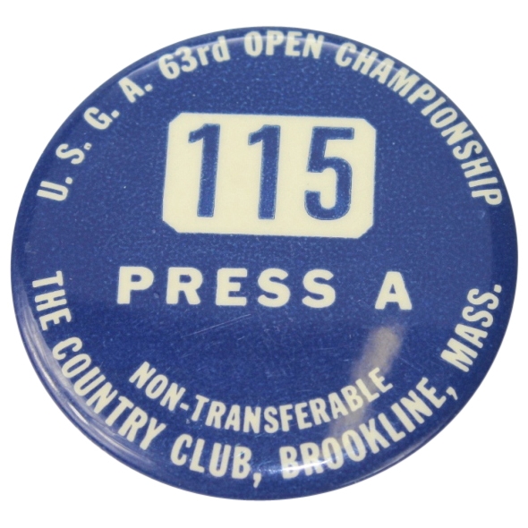 1963 US Open at The Country Club Press A Badge #115-The Country Club Brookline, MA