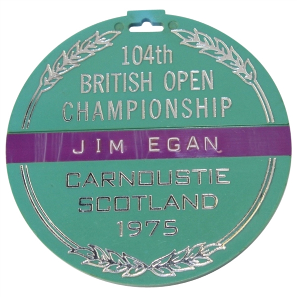 1975 Open Championship Bag Tag - Carnoustie -Jim Egan