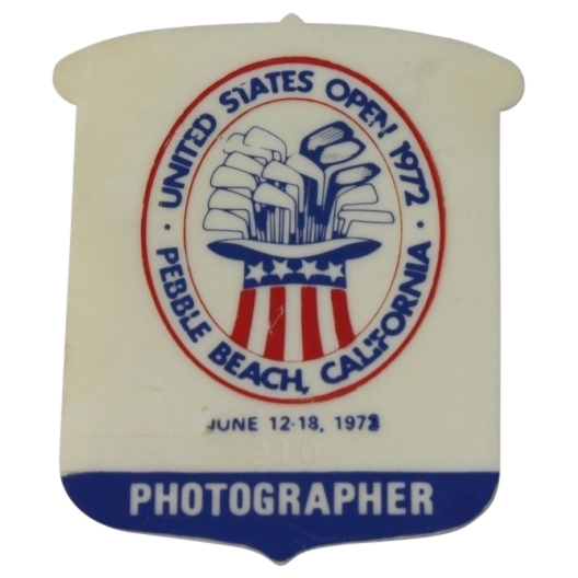 1972 US Open Photographer Badge - Pebble Beach-Jack Nicklaus 3rd of 4 U.S. Open Wins