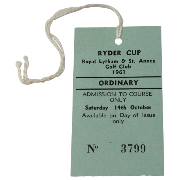 1961 Ryder Cup Ordinary Saturday Ticket #23799 - Royal Lytham and St. Annes