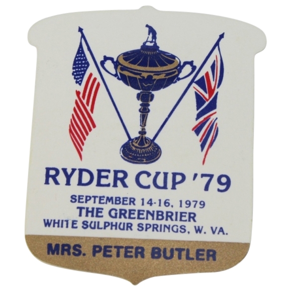 1979 Ryder Cup Contestants Wife Badge - The Greenbrier - Mrs. Peter Butler