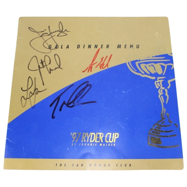1997 Ryder Cup at Gala Dinner Menu Multi-Signed by Furyk, Lehman, Leonard, etc JSA COA