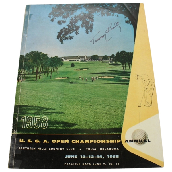 1958 US Open at Southern Hills CC Program Signed by Winner Tommy Bolt JSA COA