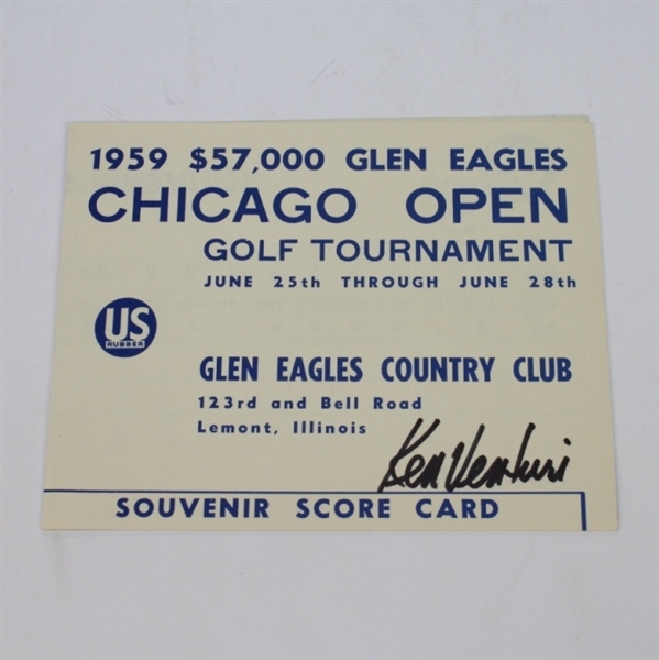 1959 Chicago Open Tournament Souvenir Scorecard Signed by Ken Venturi JSA COA