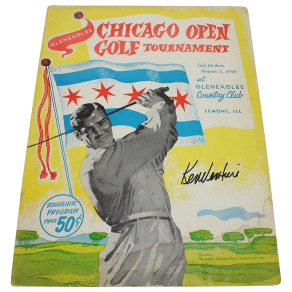 1958 Chicago Open Tournament Program Signed by Winner Ken Venturi JSA COA
