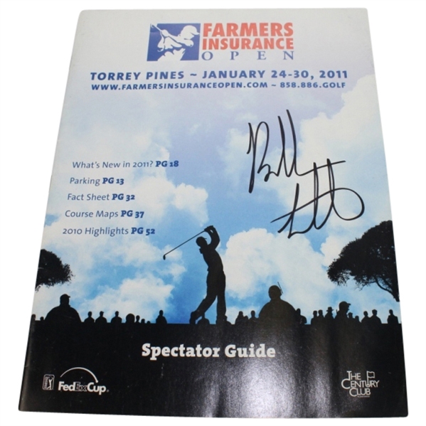 2011 Farmers Insurance Open Program Signed by Winner  Bubba Watson-Torrey Pines