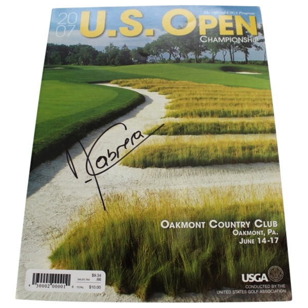 2007 US Open at Oakmont Country Club Program Signed by Winner  Angel Cabrera-TOUGH SIG! 