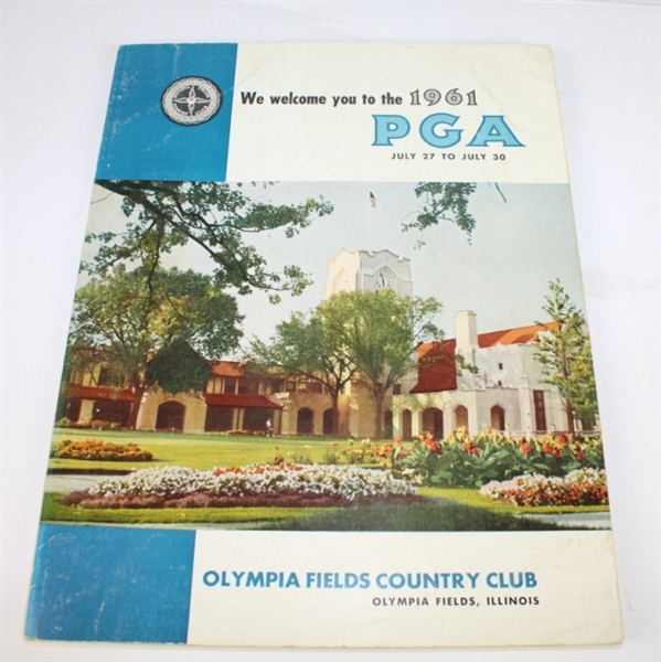 1961 PGA Championship at Olympia Fields CC Program with Jerry Barber Signed Cut JSA COA