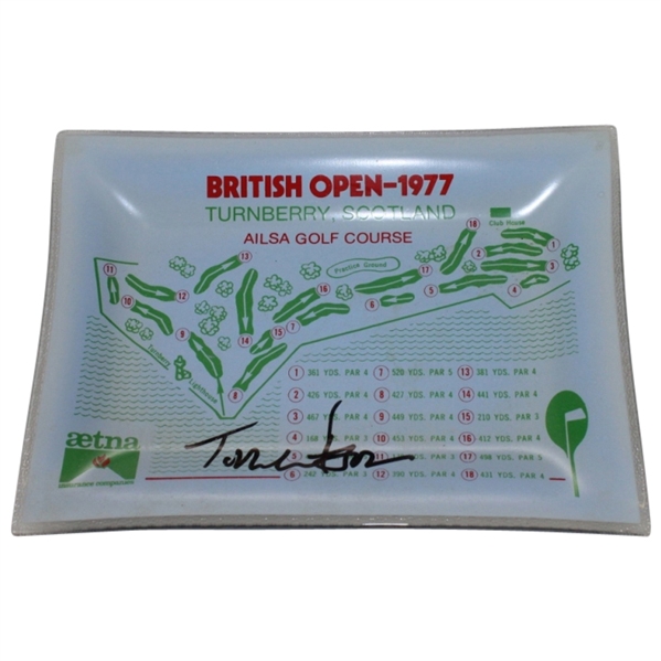 1977 British Open at Turnberry Glass Dish Signed by Tom Watson JSA COA