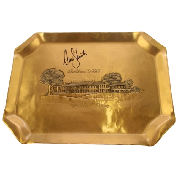 1985 US Open at Oakland Hills Solid Bronze Tray Signed by Andy North JSA COA