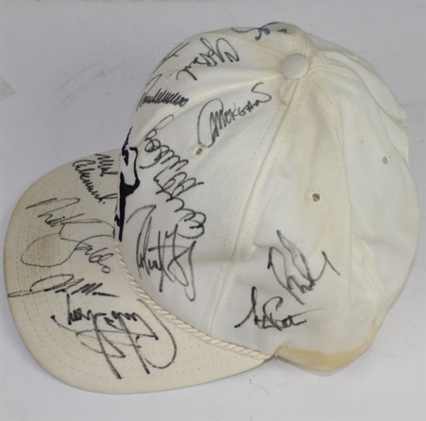 Multi-Signed White PGA Tour Hat - 17 Signatures Including Stewart JSA COA
