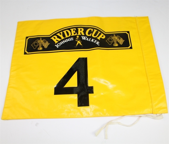 Match Used 1993 Hole #4 Yellow Ryder Cup Flag Signed by USA Captain Tom Watson 