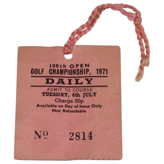 1971 OPEN Championship at Royal Birkdale Tuesday Ticket #2814 - Lee Trevino Winner