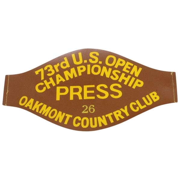1973 US Open at Oakmont Press Inside The Ropes Armband - Johnny Miller 63 Win!