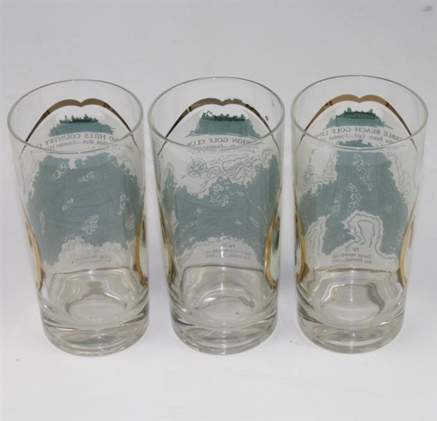 Lot of Three Vintage Commemorative Glasses - Oakland Hills, Merion, and Pebble Beach