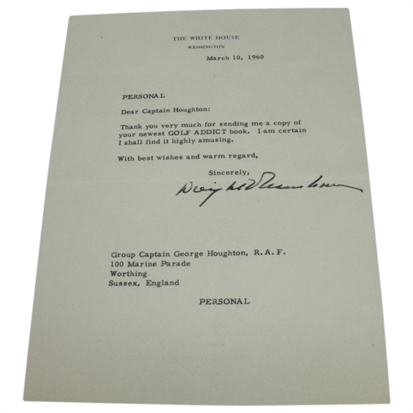 Dwight D Eisenhower Signed White House Letter to George Houghton Author Addicts Golf Books