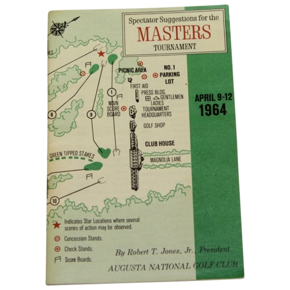 1964 Masters Tournament Spectator Guide - Arnold Palmer's 4th Masters Win!