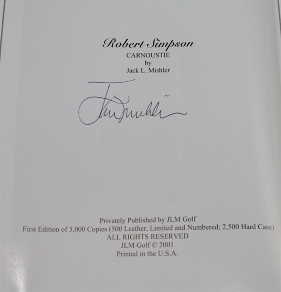 Golf Book 'Robert Simpson: Carnoustie' Signed by Author Jack Mishler