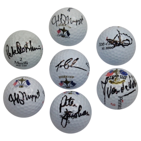 Lot of Seven Signed Ryder Cup Logo Golf Balls-Incl. Duval, Lehman, Oosterhuis