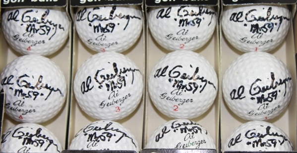 Full Dozen Al Geiberger Signed 'Spalding HP' Signature Golf Balls Including Box JSA COA