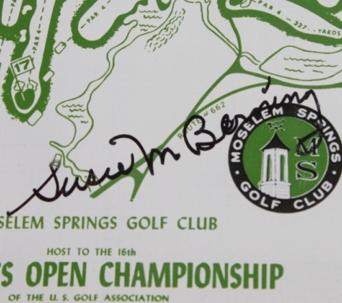 Susie Berning Signed 1968 Women's US Open at Moselem  Springs GC Glass Plate JSA COA