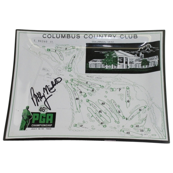 Bobby Nichols Signed 1964 PGA Championship at Columbus CC Glass Plate JSA COA