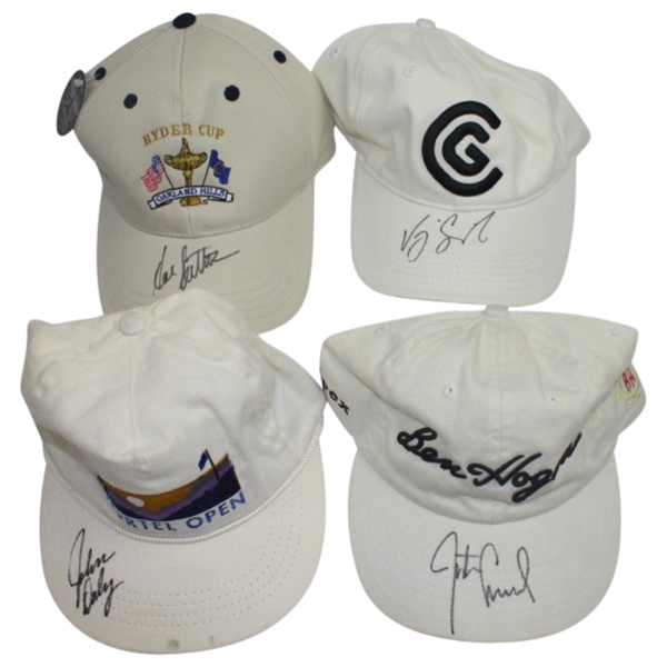 Lot of Four Single Signed Golf Hats JSA COA
