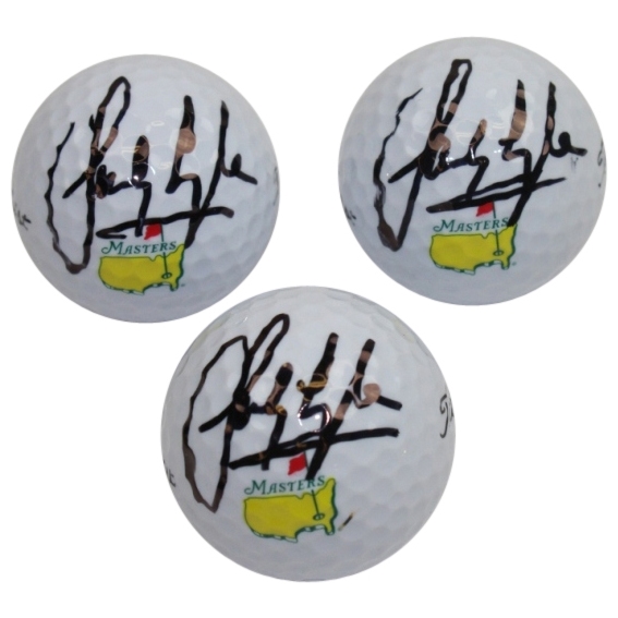 Lot of Three Sandy Lyle Signed Masters Logo Golf Balls-1988 Champion@Augusta