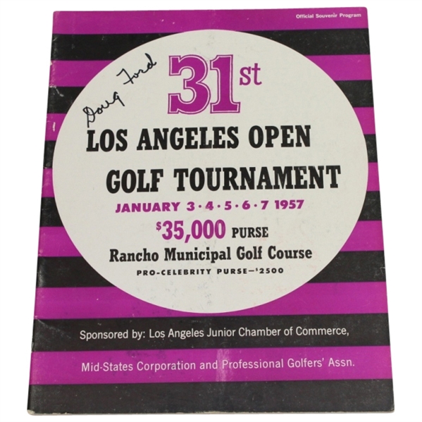 1957 LA Open Tournament Program Signed by WinnerDoug Ford JSA COA