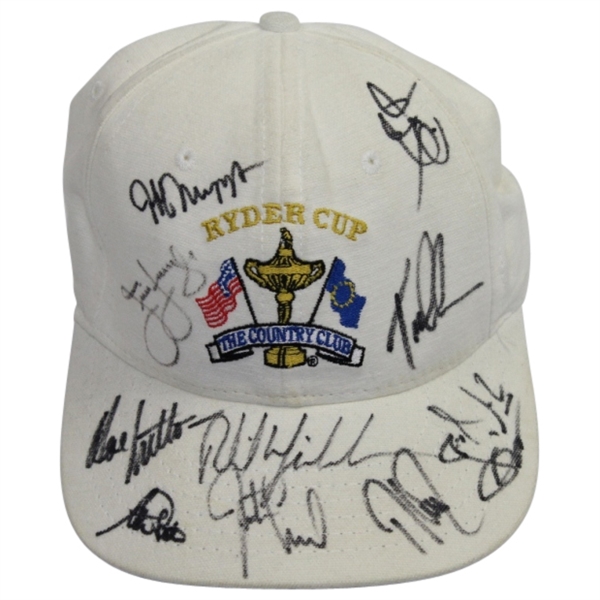 Multi-Signed 'The Country Club' Ryder Cup White Hat - Mickelson, Furyk, and others JSA COA