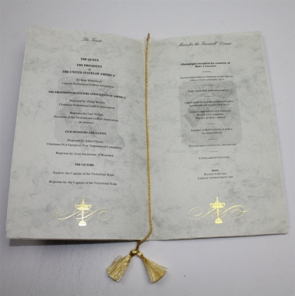 1993 Ryder Cup at The Belfry Farewell Victory Dinner Menu
