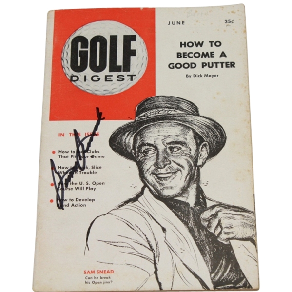Sam Snead Signed Golf Digest June 1958 Issue JSA COA