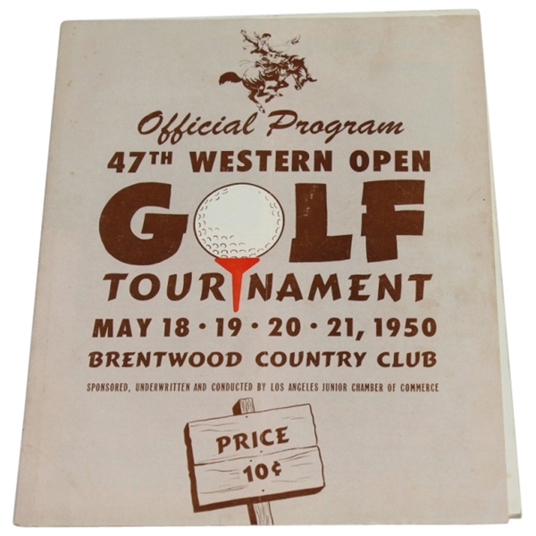 1950 Western Open Tournament Program - Sam Snead Winner, One of 11 in '50 Season!