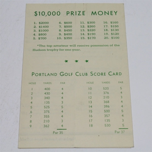 1947 Portland Open Tournament Program - Depicts Previous Winners Hogan & Snead