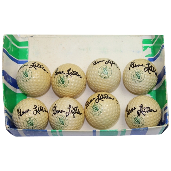 Lot of 8 Signed Norwood Hills Logo Golf Balls by Event  Champ Gene Littler with Box 