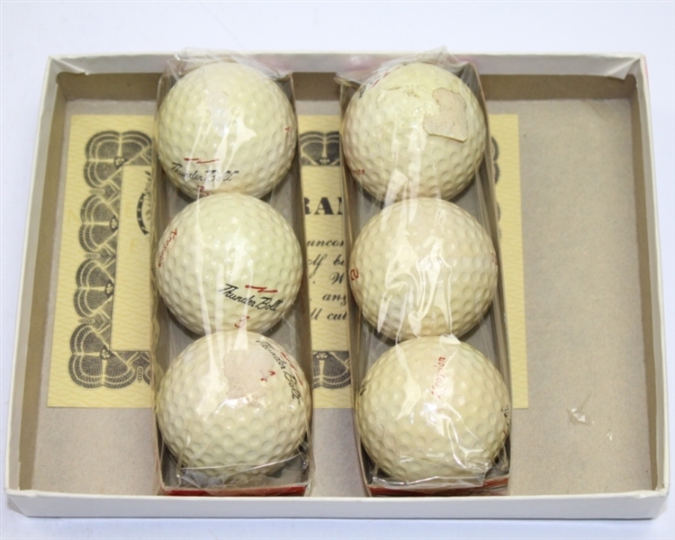 Lot of 18 Tommy Bolt Kroydon and Tempest Personal Model Golf Balls with Player Photo Boxes