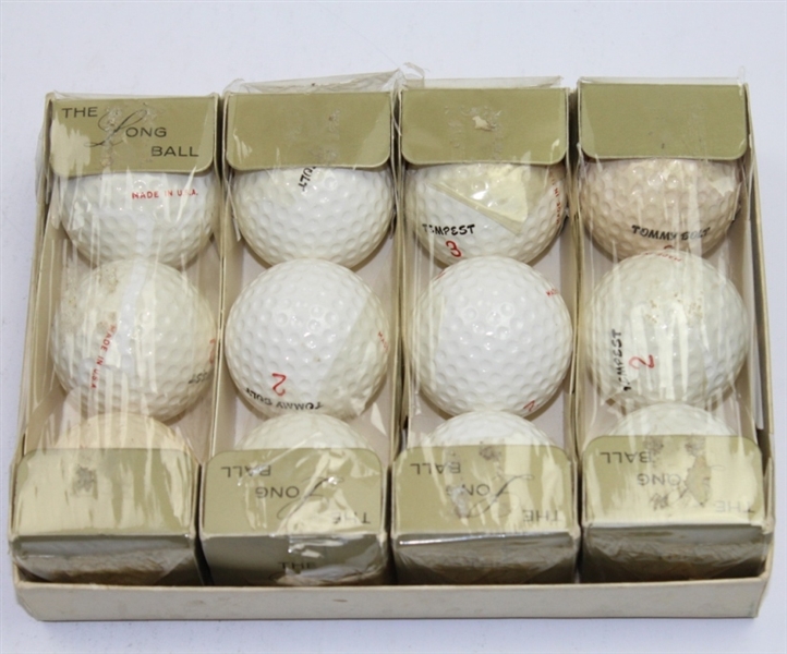 Lot of 18 Tommy Bolt Kroydon and Tempest Personal Model Golf Balls with Player Photo Boxes