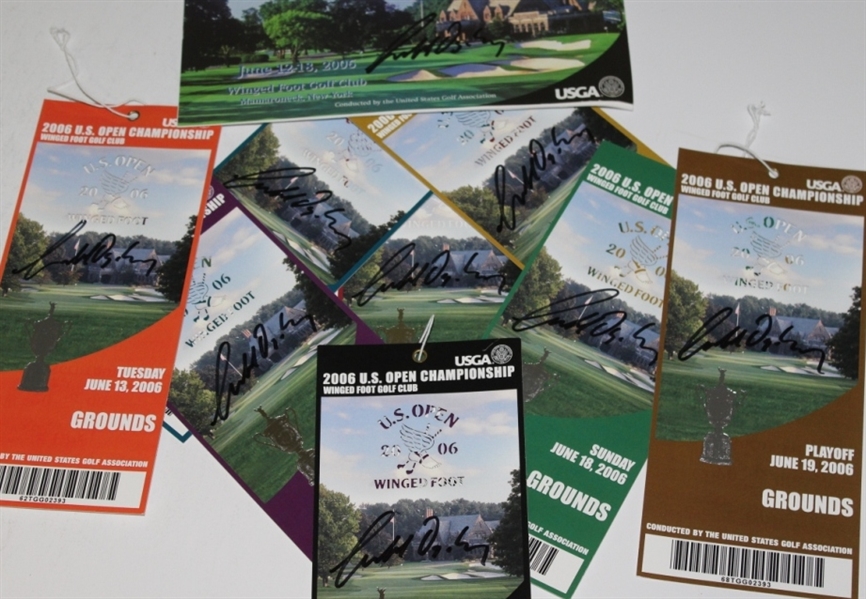 2006 US Open at Winged Foot (8) Full Ticket Set Each  Signed by  Champ Geoff Ogilvy 
