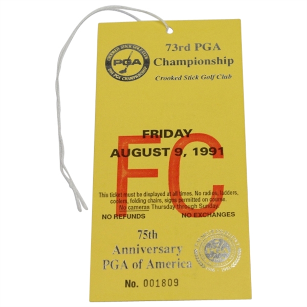 1991 PGA Championship  Ticket - John Daly Magical  Win @ Crooked Stick Golf Club
